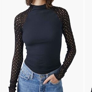 Free people black lace long sleeve